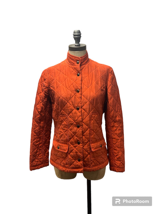 J. McLaughlin Orange Silk Quilted Jacket - Size XS