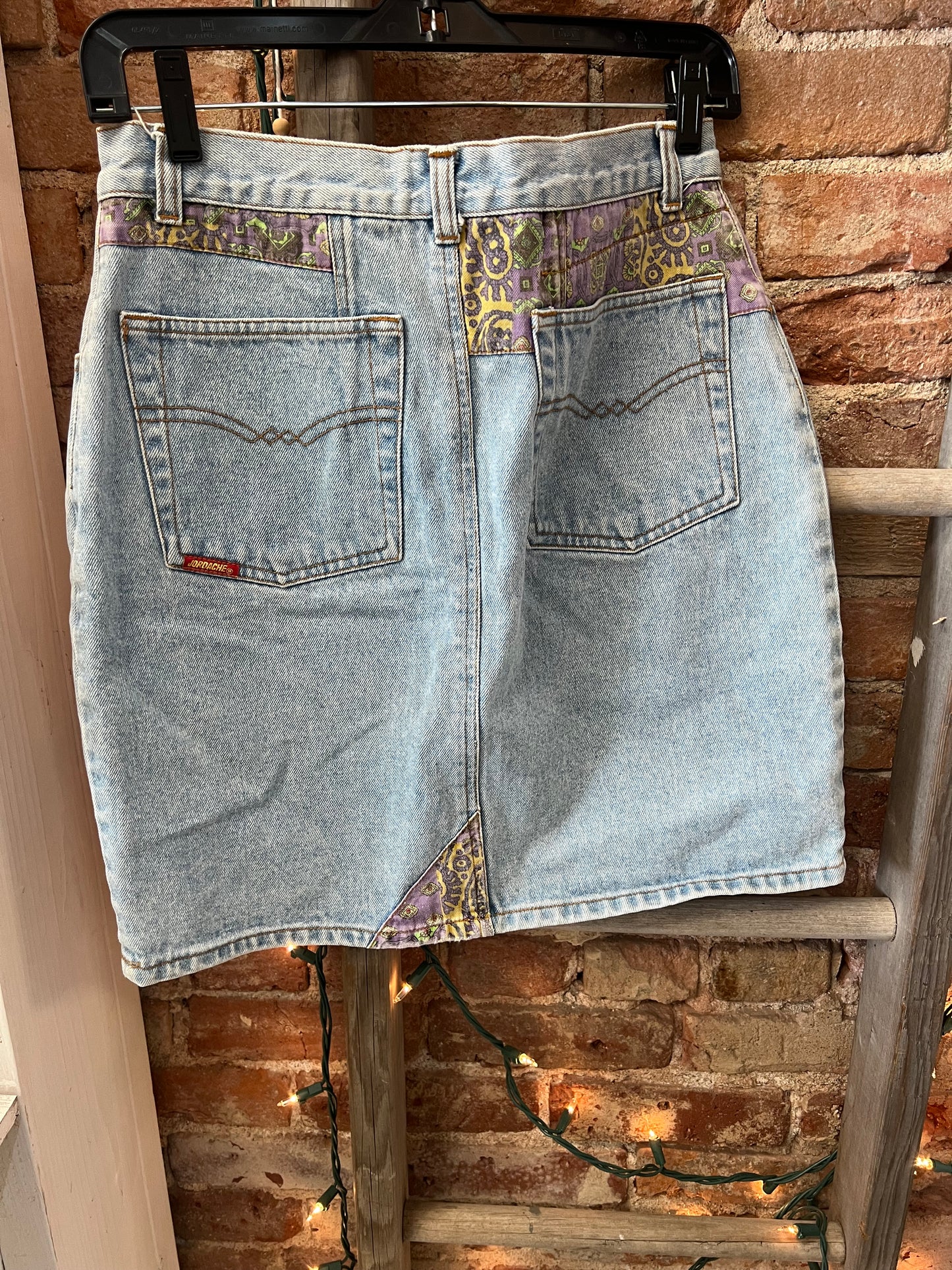 Jordache- Denim Skirt with Purple Pocket- Size 13-14