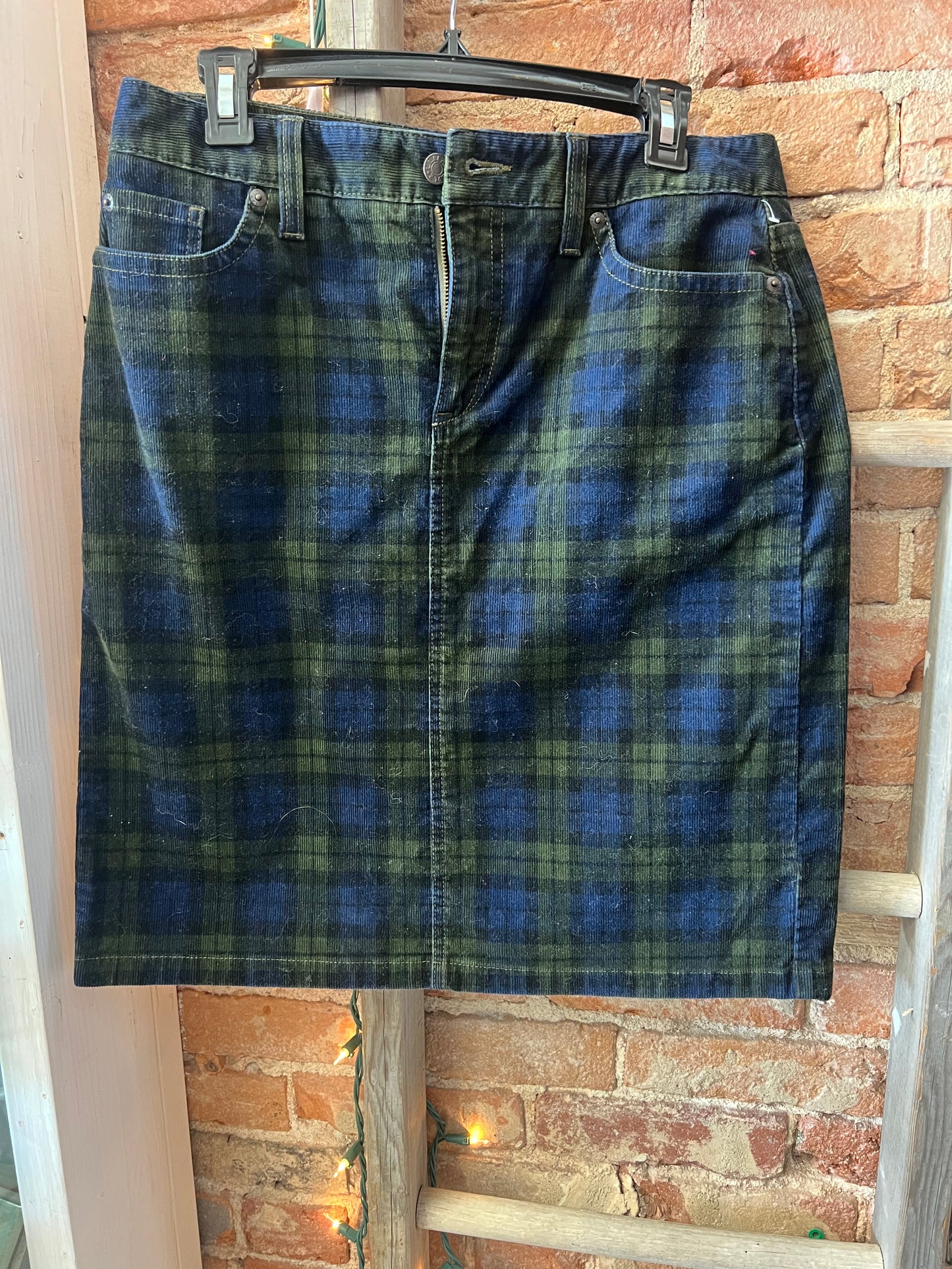 LL BEAN- Blue & Green Plaid Skirt- Size 6