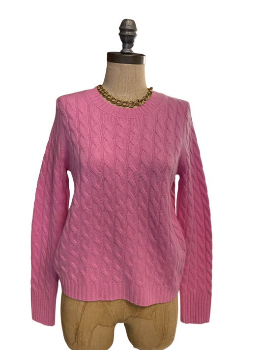 J.Crew Women's Pink Cable-Knit Crewneck Sweater